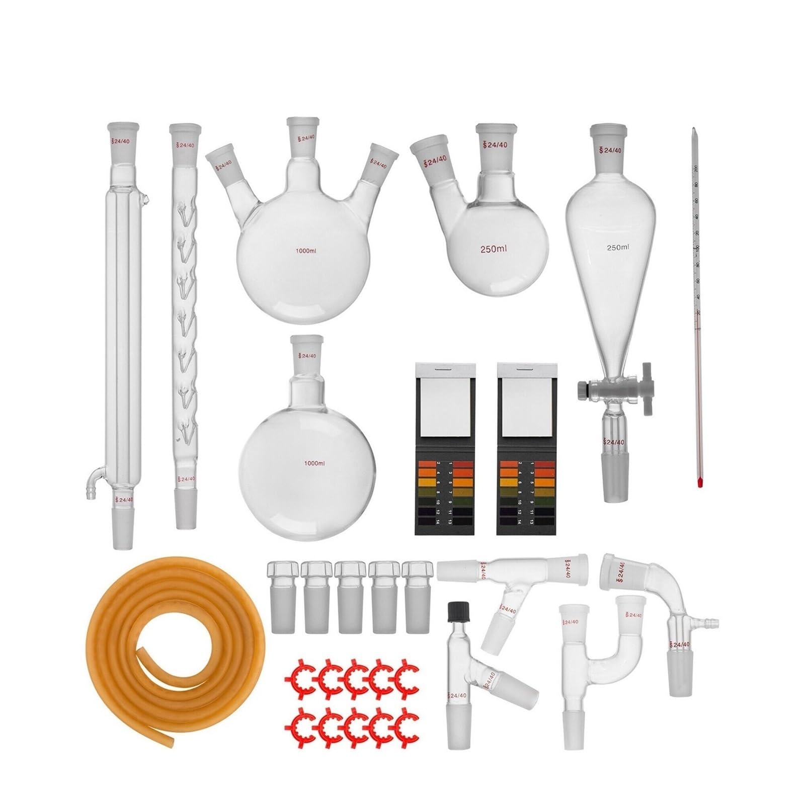 Do laboratorium, 13/29/32 szt. Szkło laboratoryjne Zestaw chemiczny Destylator 24/40 Stawy Kolba Moździerz i tłuczek Sprzęt szkolny(29 PSC)