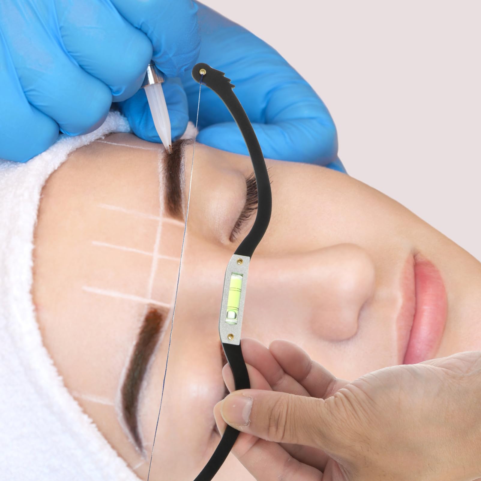 minkissy 3pezzi Kit Per Modellare Sopracciglia Righello Con Livella Per Misurazione Precisa Strumento Per Disegno Sopracciglia e Cosmetici