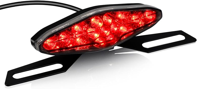 NTHREEAUTO Universal Motorcycle Tail Light LED Brake Running Lights with License Plate Bracket, ATV Dirt Bike Taillight Compatible with Honda Yamaha Suzuki Quad Chopper Turing Cruiser Off-Road