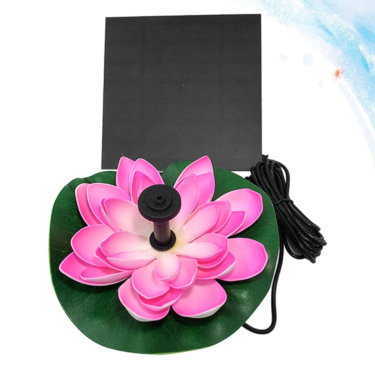 Fontana da Giardino Solare a Forma di Loto Pompa per Piscina e Laghetto, Funzionamento Automatico in Plastica Verde, Decorazione per Festa Estiva