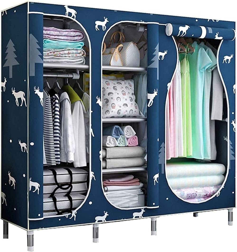 Wardrobe Portable Fabric Open Wardrobe Metal Bracket Storage Organiser 168 45 145CM Clothes Rack (Color : F Size : 168 45 145CM) (A 168 * 45 * 145CM)