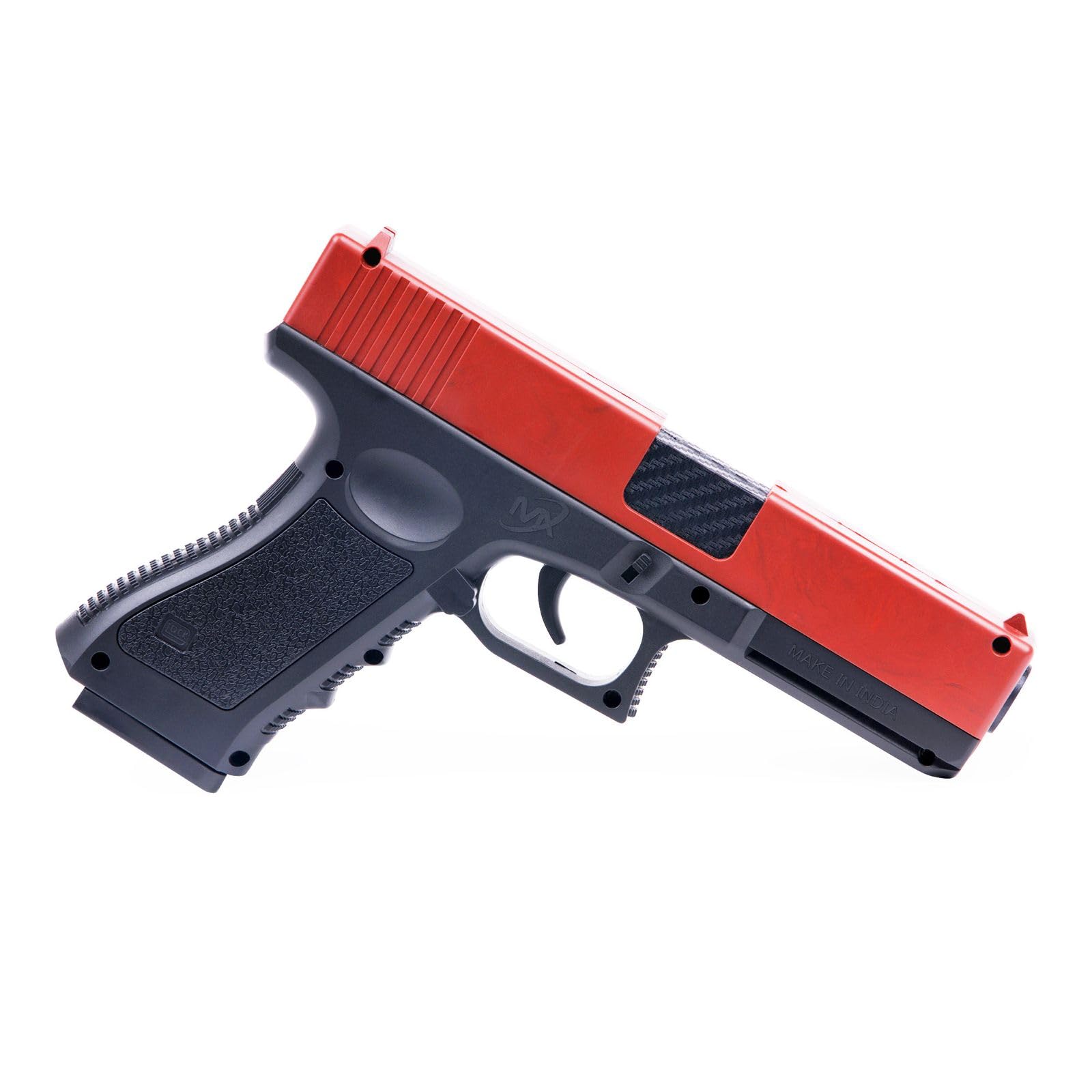 Toy Pistol Model with Magazine Loading Action,Shooting & Police, Army, Action Role Play Gun, Jump Ejecting & Soft Bullets for Kids Indoor & Outdoor Gaming Gun, 12 Years+ Children (Red & Black) 2