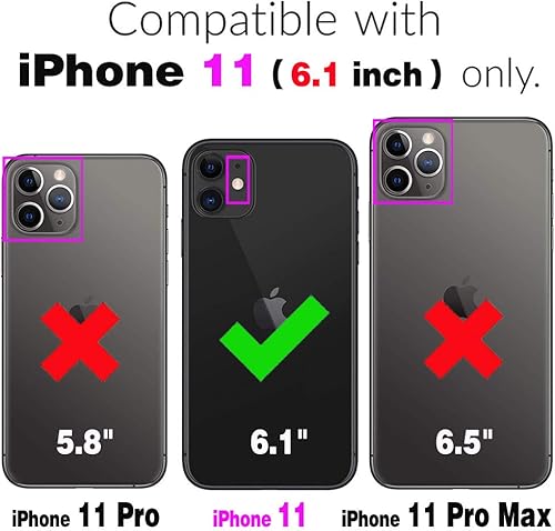 Miniatura 2 de Asuwish Funda de teléfono para iPhone 11 6.1, ranura híbrida móvil, función atril, película resistente, tarjeta de crédito, soporte delgado, soporte