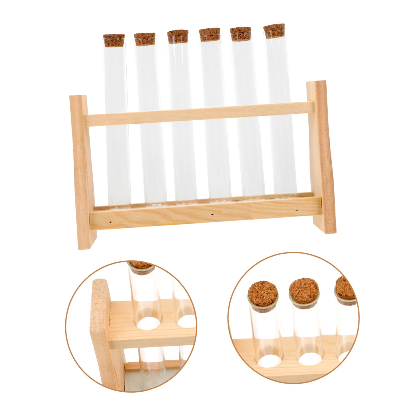 IMIKEYA Supporto per Provette in Vetro con Portaprovette in Legno Supporto per Provette da Laboratorio Versatile per Esperimenti Scientifici Lezioni di Chimica e Uso Domestico Compatto e