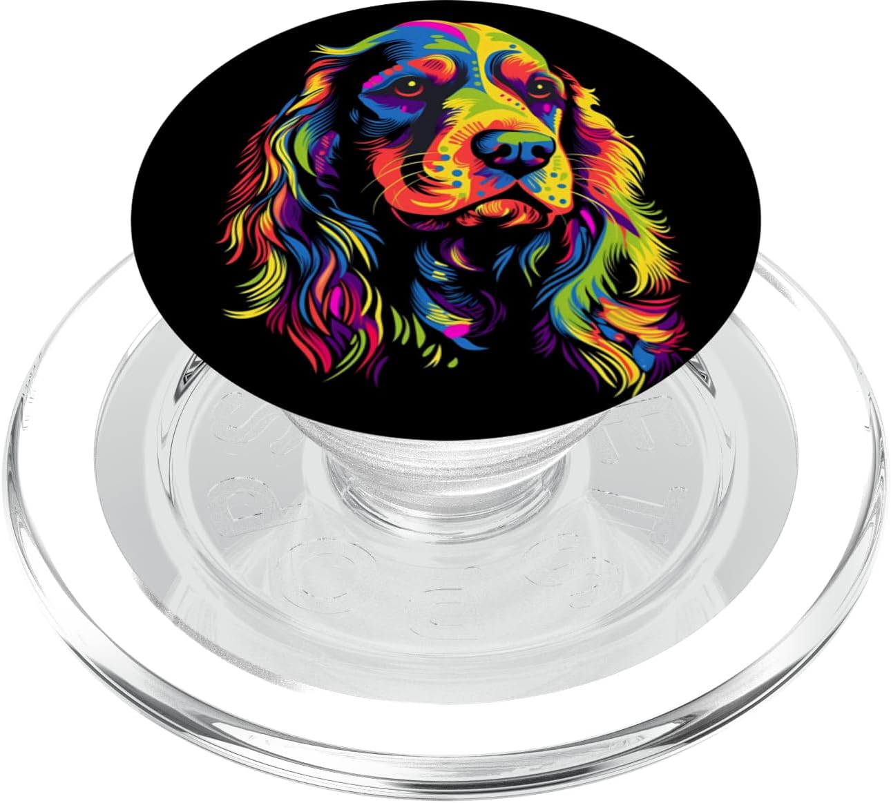 English Cocker Spaniel Face Colorful Dog Art Lover Black PopSockets PopGrip for MagSafe