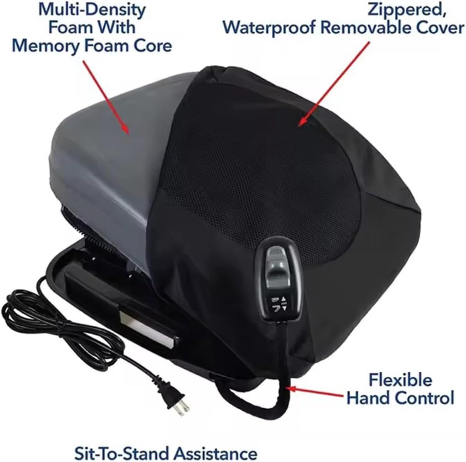 Coussin de releveur electrique portable, aide au lever mobilite jusqu'a 125