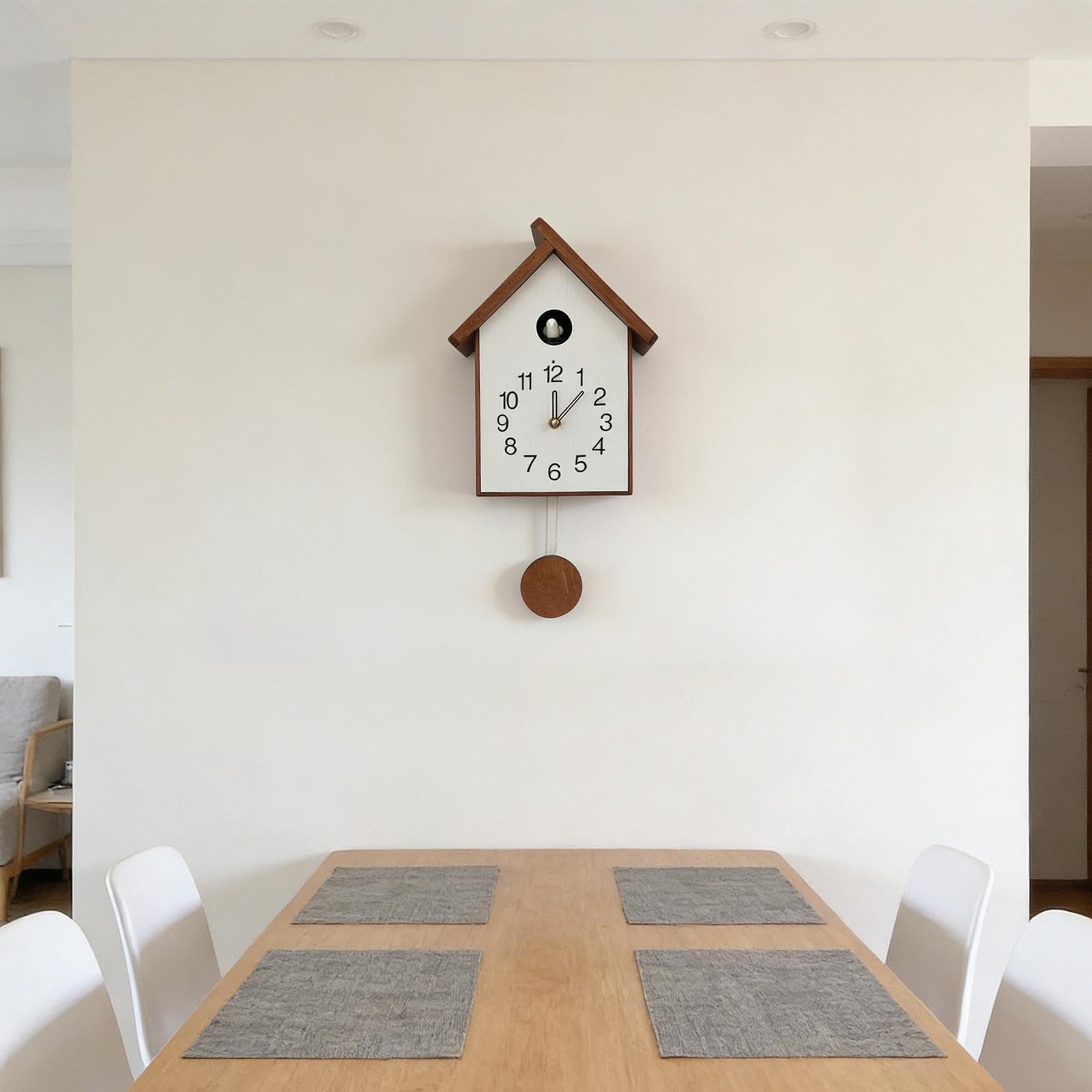 Reloj de con Péndulo para Decoración del Hogar, Reloj de Pared de Madera para Dormitorio