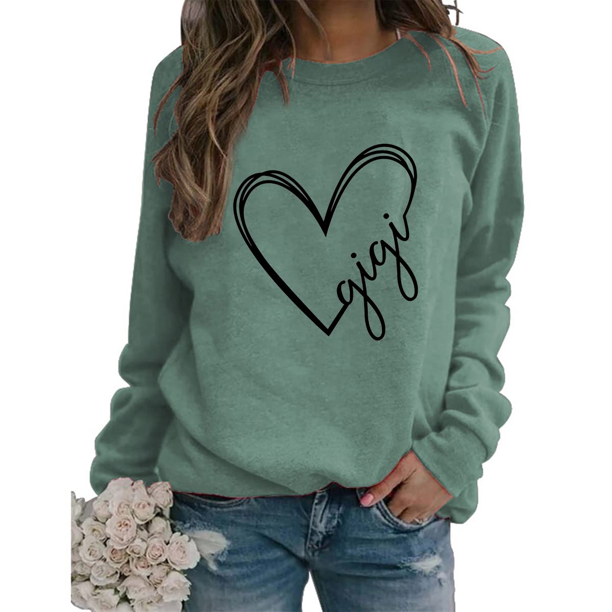 GenericGigi Heart Sweatshirt, Gigi Gifts, Gift for Grandma, Mothers Day, New Grandma Gift, Grandmother Crewneck