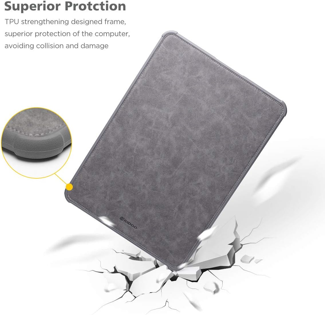 Flаѕh Dеаlѕ - 50% оƒƒ NIDOO 15 Laptop Sleeve Case Crazy Horse Synthetic Leathe Water Resistant Notebook Cover for 15 MacBook Pro 2016-2019/15 Microsoft Surface Laptop 3/15 Samsung Notebook 9 Pro, Grey