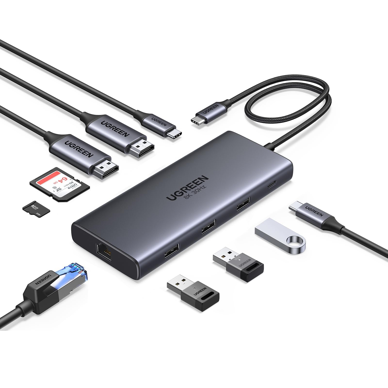 UGREEN USB C Docking Station Dual Monitor, 10-in-1 Laptop Dock with 2 HDMI