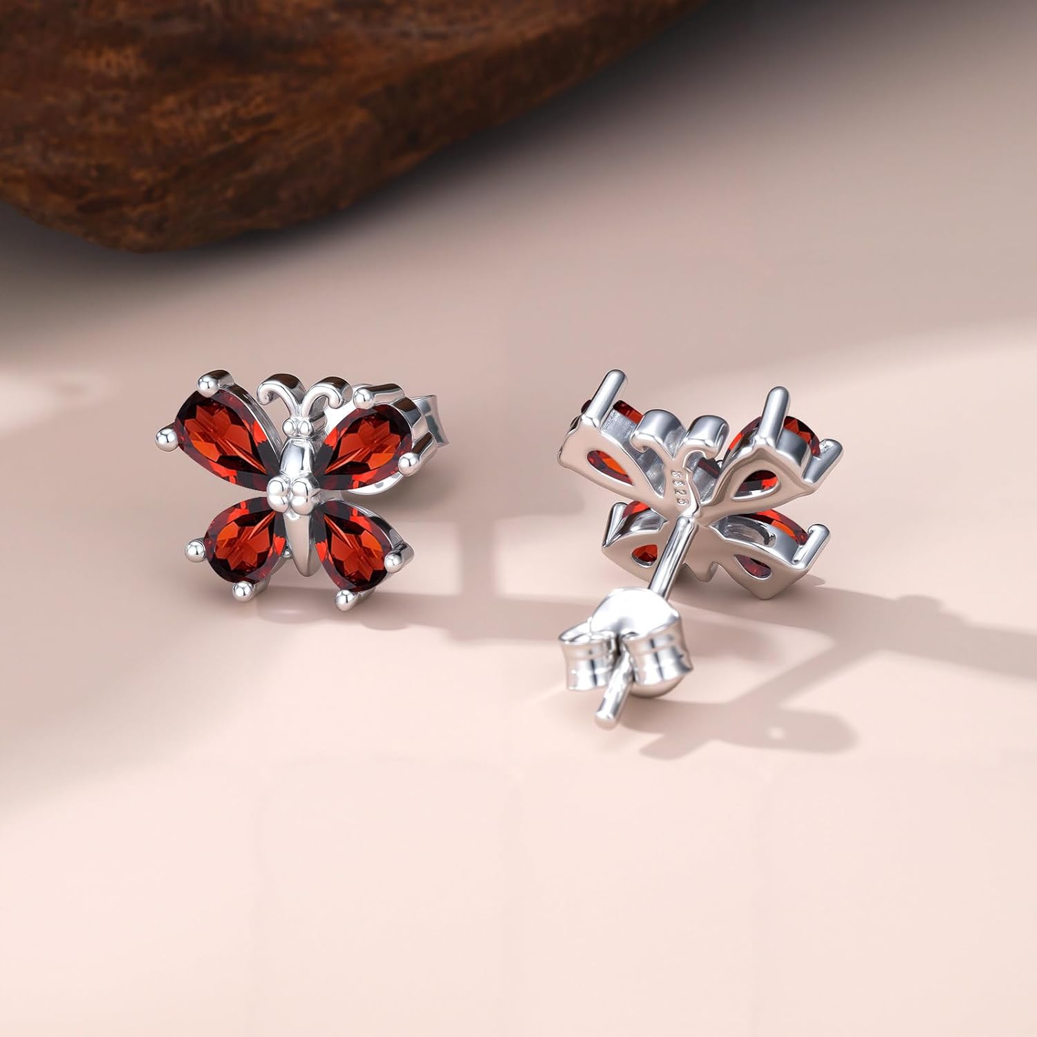Butterfly Earrings for Women, S925 Sterling Silver Birthstone Stud Earrings Colored Gemstone Butterfly Jewelry Birthday Celebration Gift - Image 4