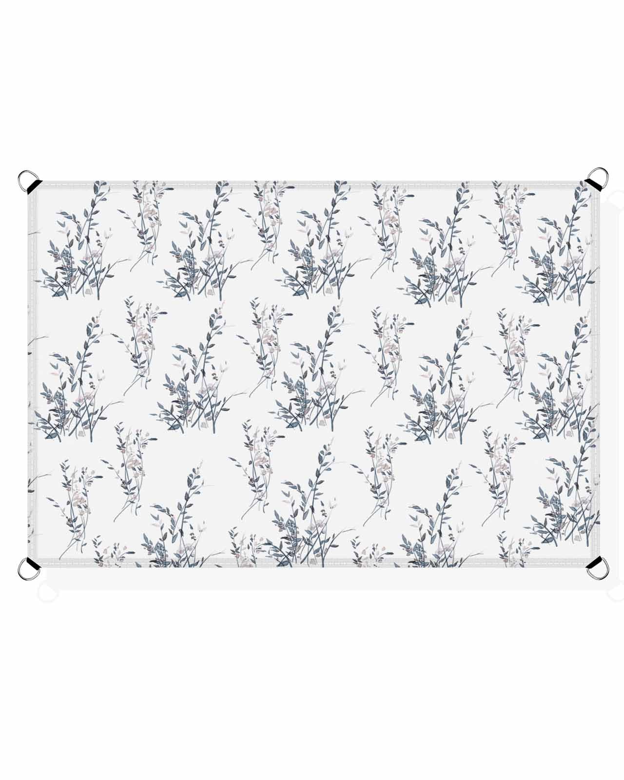 Seasonal Herb Flower Sun Shade Sail Waterproof Rectangle, UV Block Sail Shade Canopy Awning Outdoor Oxoford Privacy Shade Cover for Patio Pergola Deck Backyard 6.5'x10' Hand Sketched Blue Botanical