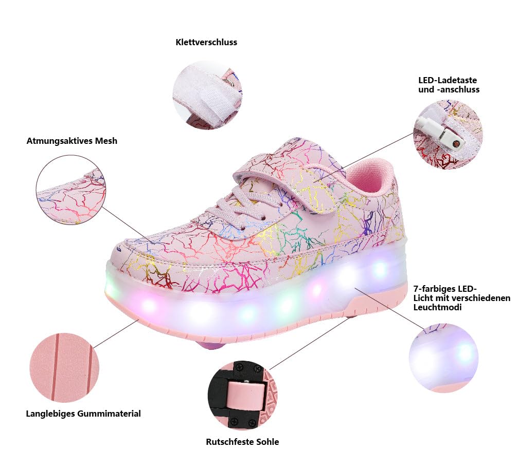 HUSKSWARE Pattini a rotelle, per Ragazzi e Ragazze, con 4 Ruote, Regolabili, con Ruote, Colore Nero, Bianco,Rosa 28-40 EU