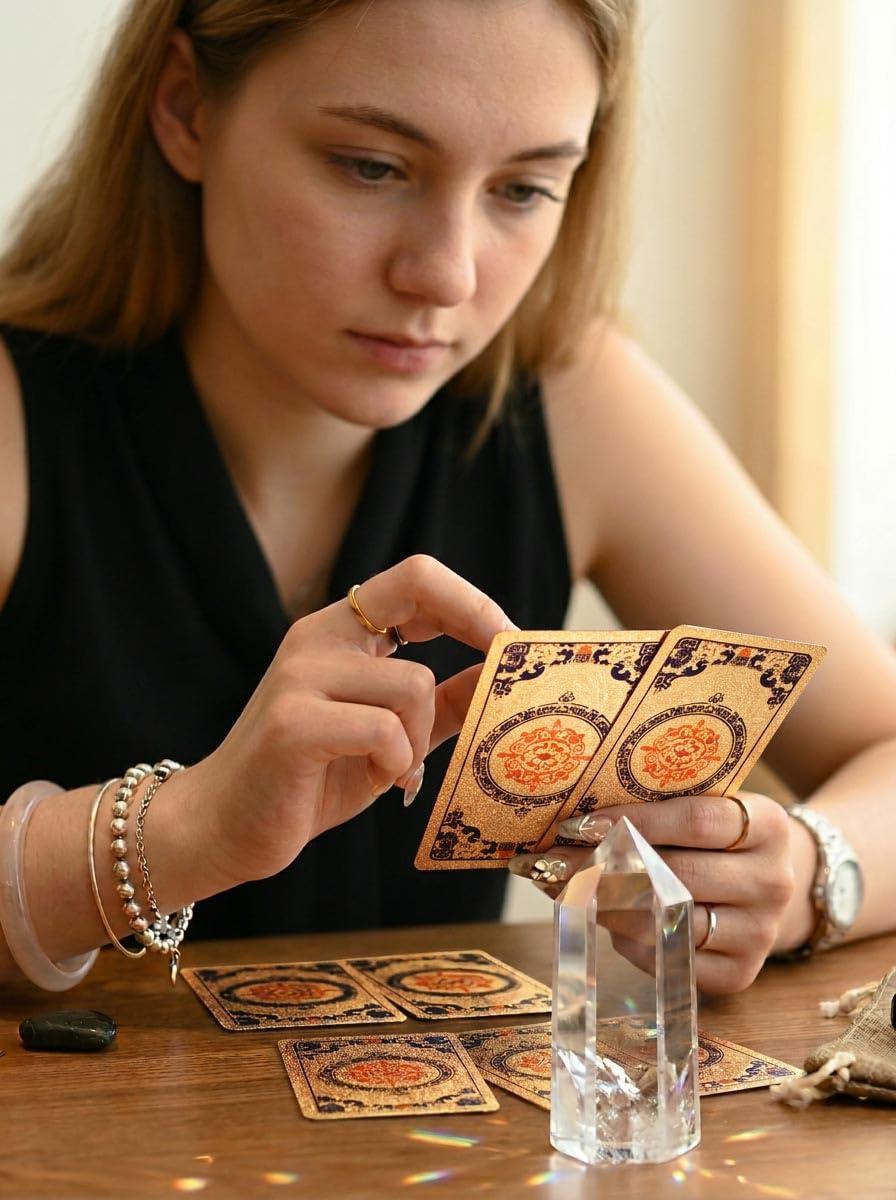 Tarot Vintage Doré en Anglais, 78 + 2 Cartes avec Guide | PVC holographique étanche et anti-plis, mélange fluide et finition durable pour lecture, pratique et collection
