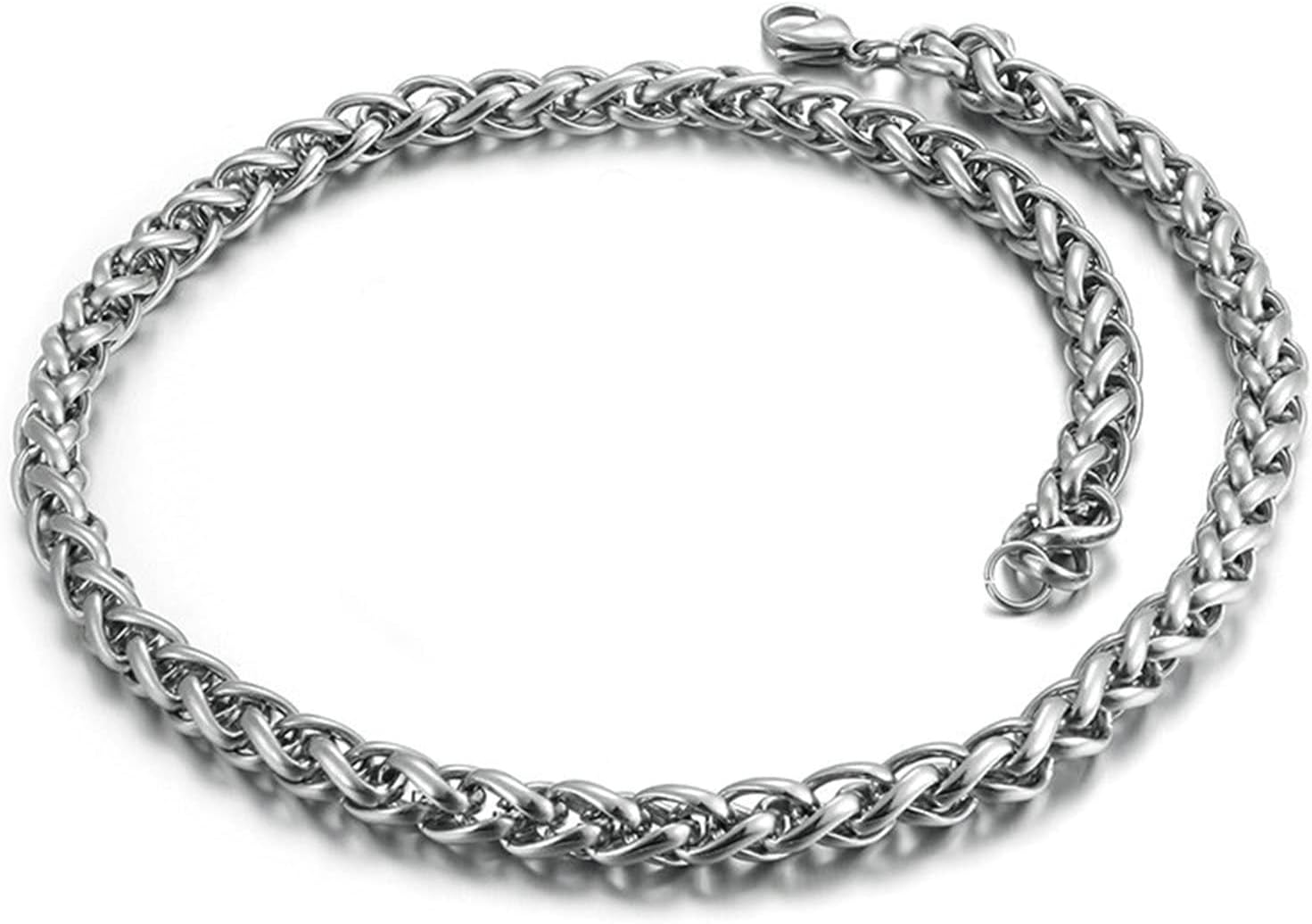 Beydodo Spiga Chain Necklace for Men 18-26 inch, Stainless Steel Necklace Chains 8-10mm Rapper Chain Necklace