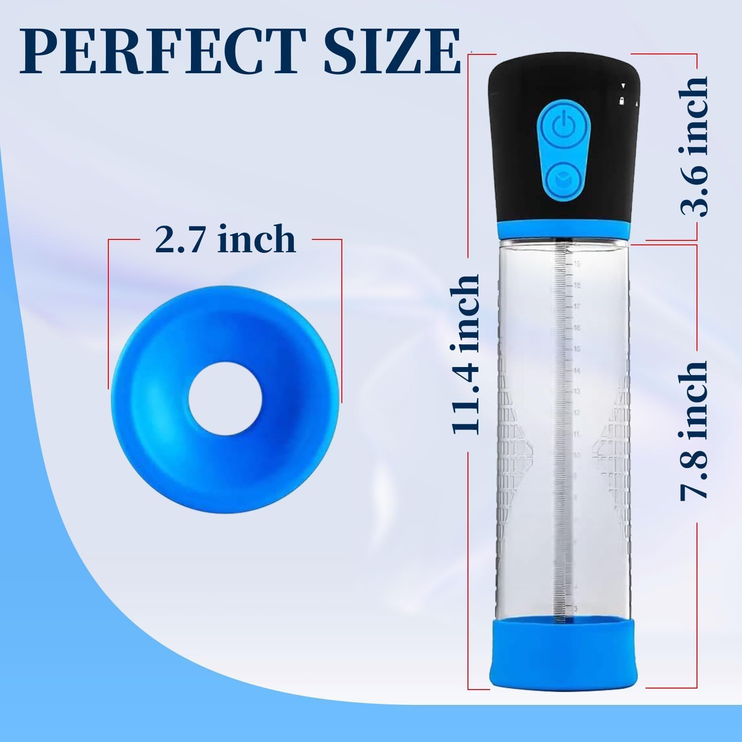 LDENUXI Electric Strong Enlarger Vacuum Pump for Men Exercise Adjustable Men's Muscle Strength Enlargement Enhancement Soft Extended Tool Men Pump Device (Transparent)