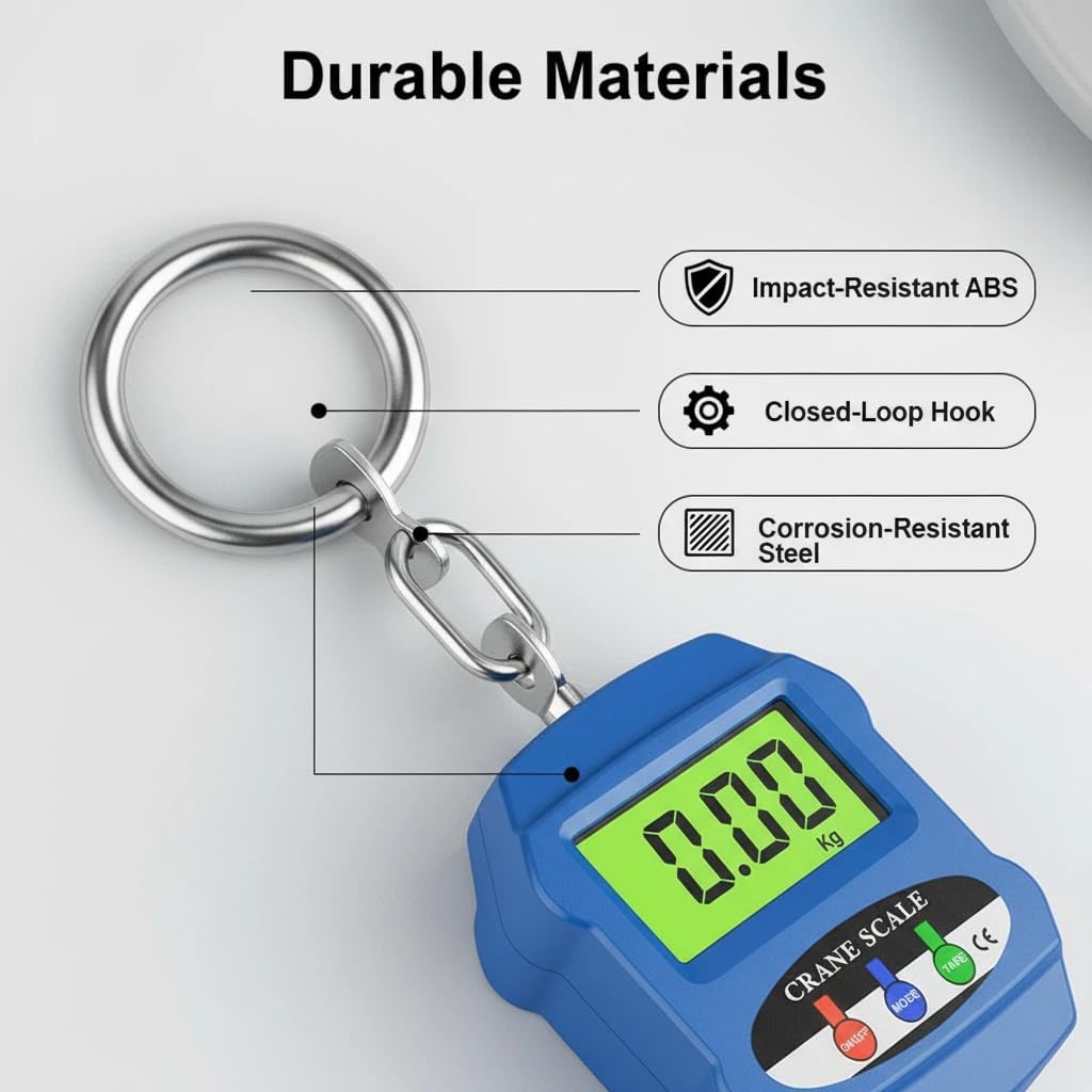 New Digital Hanging Scale, Portable Mini Crane Scale 660lb/300kg with Hooks - Handheld Luggage Scale & Fishing Scale, Large LCD Display, Pocket-Sized for Farm, Hunting, Outdoor, Travel, Gym (Orange)