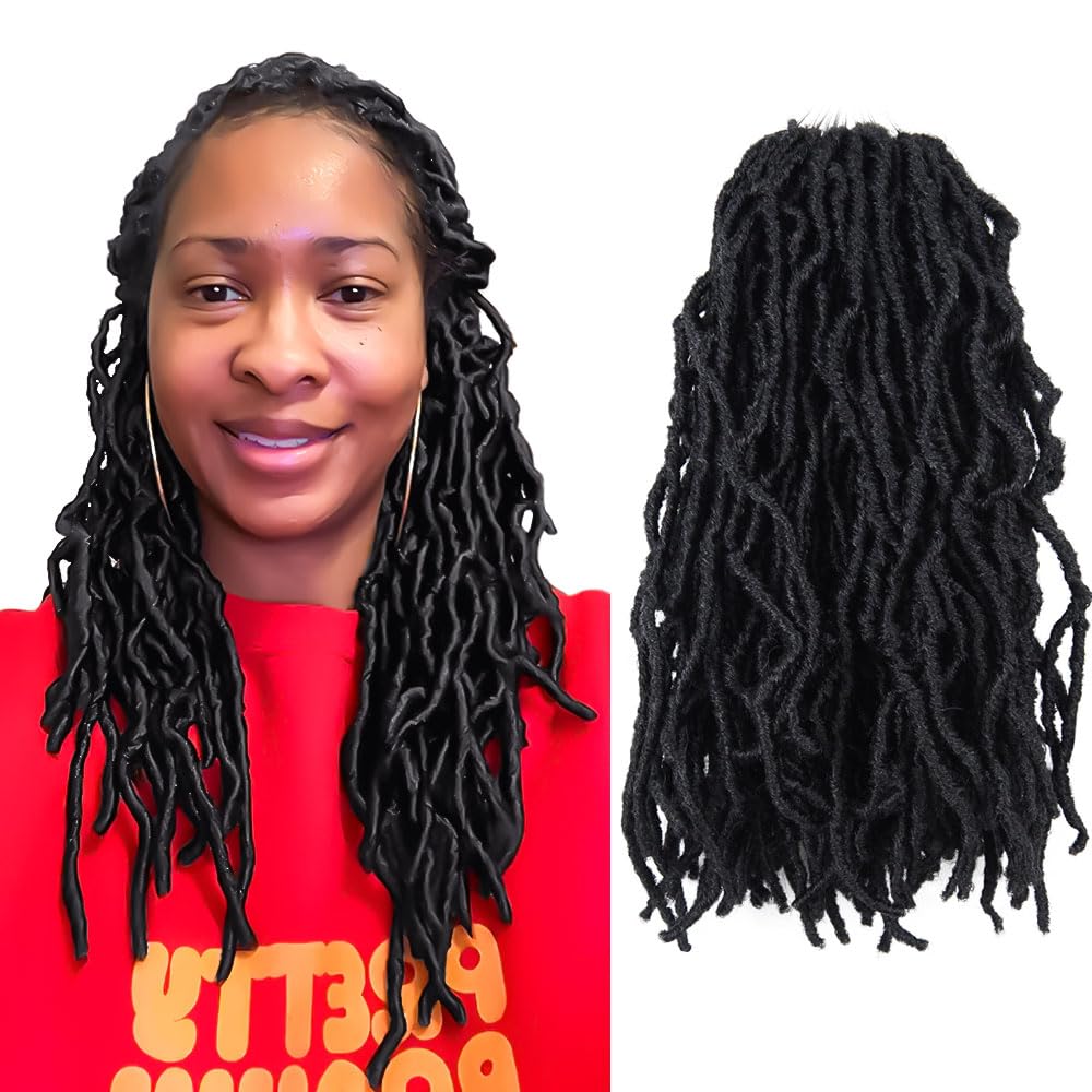 Niseyo Faux Locs Crochet Hair 14 Inch Soft locs, 6 Packs Short Crochet Locs Pre Looped Crotchet Straight Synthetic Hair Extensions (2#, Off Black)