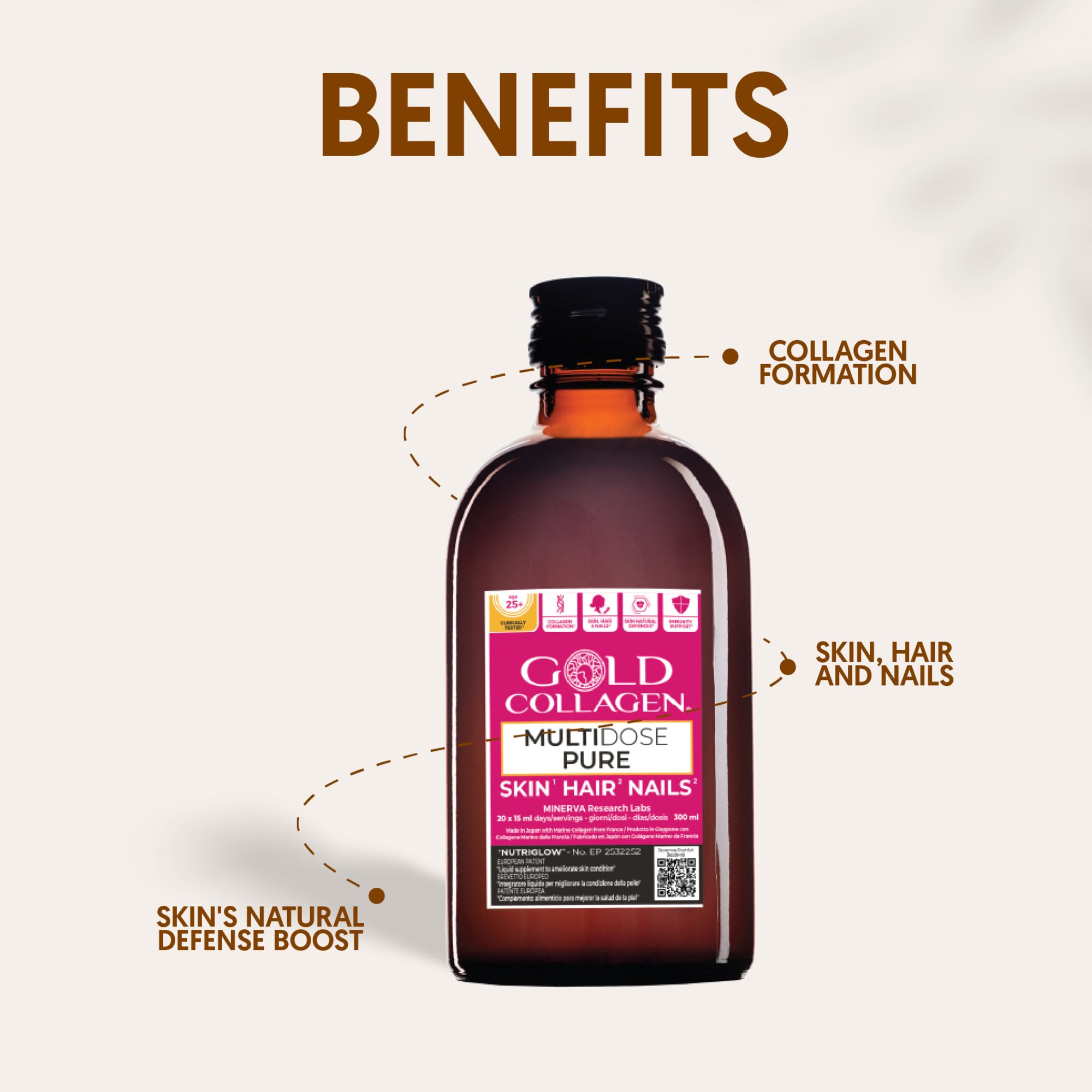 GOLD COLLAGEN Multidose Pure, Collagen Supplements for Women & Men with Biotin for Hair Skin Nail, Mood - Image 3