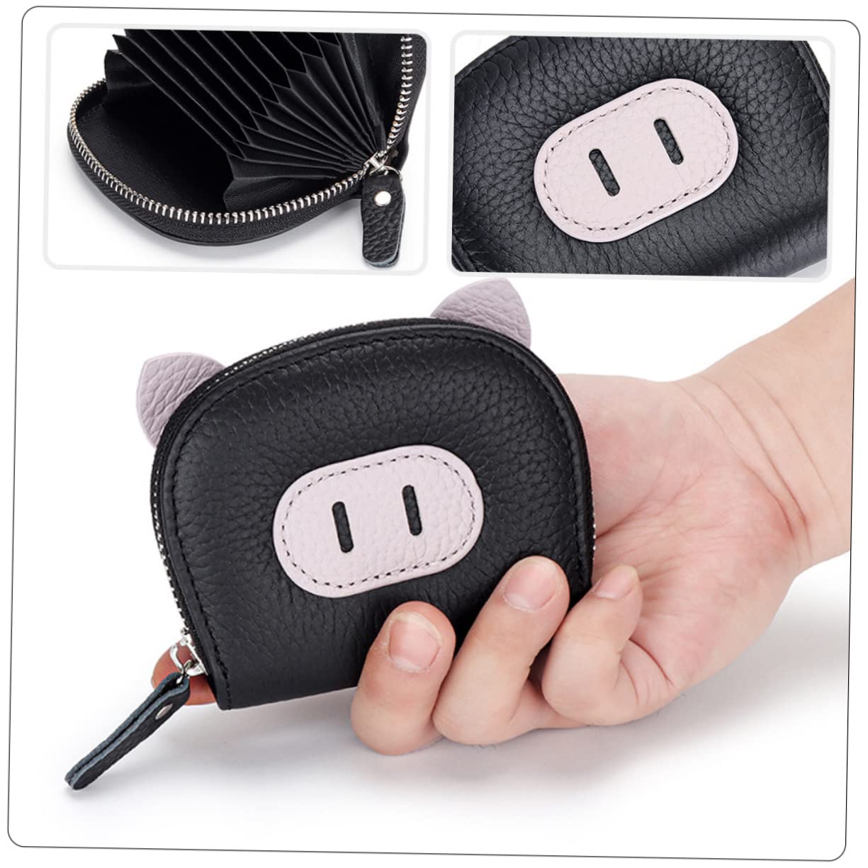 Porta titolari di carte chiaro carta portacarte da donna addebito pop portamonete portatile portafoglio con slot multi-scheda portafoglio per le donne pu Black
