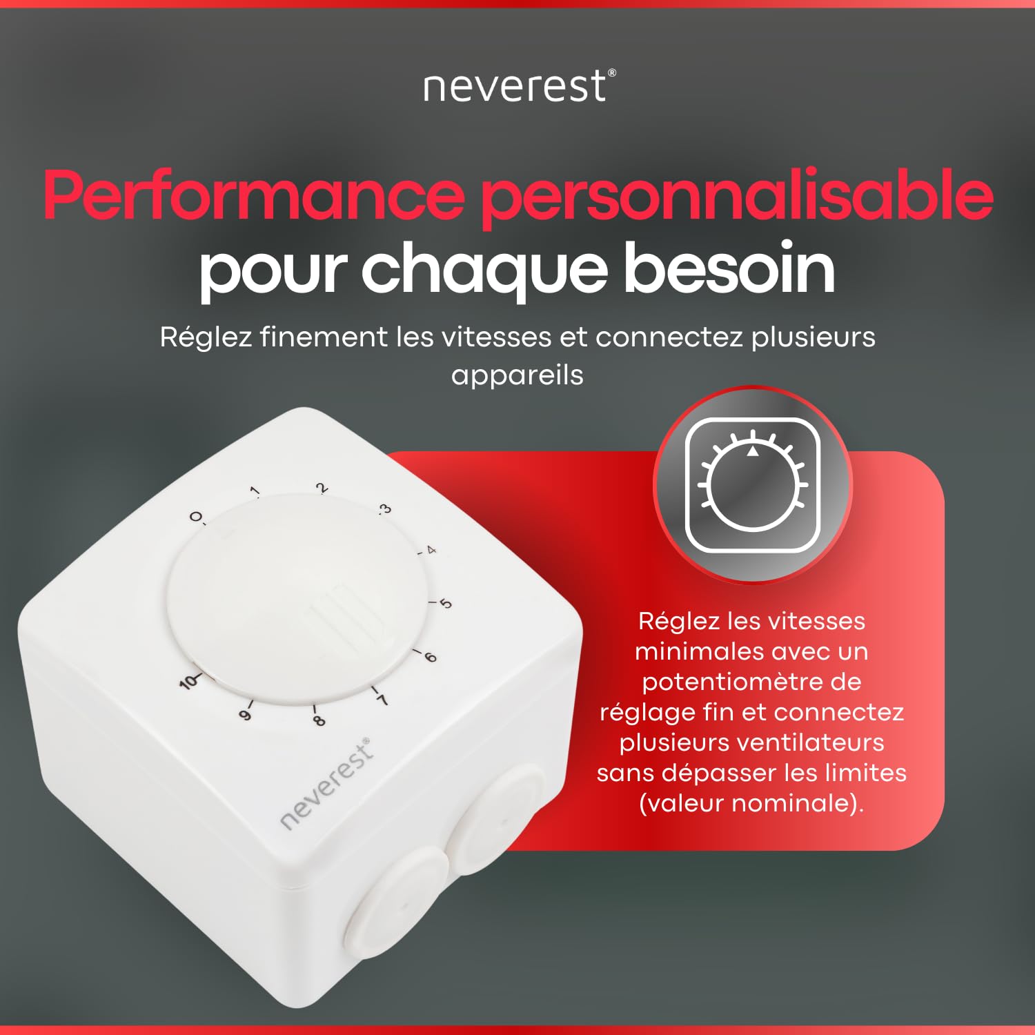 neverest® Dimmer 1.5 A - Régulateur de vitesse pour ventilateurs, pompes