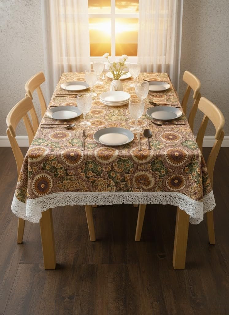 CASA-NEST Thick Non-Woven Printed Dining Table Cover, 4 Seater,40x 60 inches, Waterproof, Multi Color printed001(Polyester Blend, Rectangular, Pack of 1)