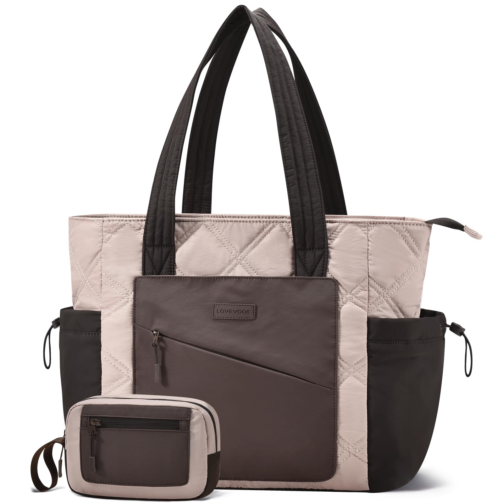 LOVEVOOK Tote Bag for Women, puffer tote bag for Work Travel Nurse, Lightweight quilted Bags with Compartments