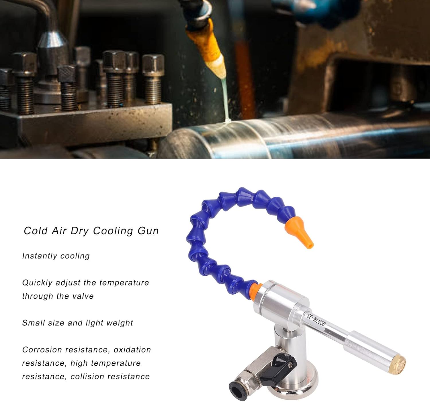 6 Pcs Cold Air Gun Set, Vortexing Tube Cooling Gun 7 Bar 520BTU Aluminum Alloy Vortex Tube Flexible Cold Air Dry Cooling Gun with Universal Tube for Wood Processing Welding Bonding