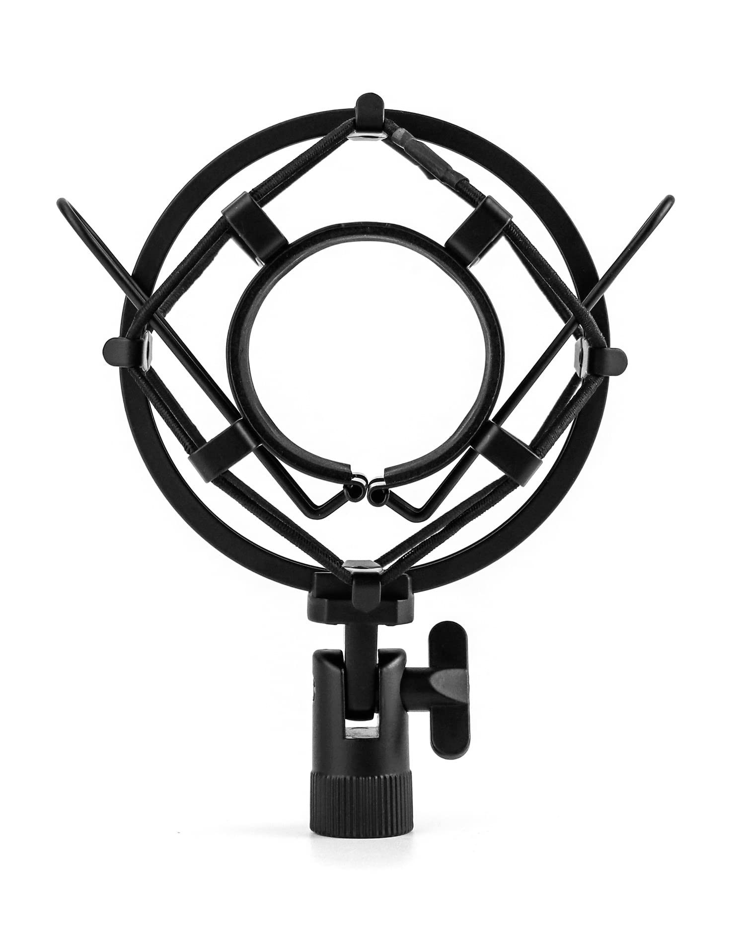 QWORK® Metalowe mocowanie amortyzujące mikrofonu, amortyzujące mocowanie stojaka mikrofonowego zmniejsza wibracje dla mikrofonu o średnicy od 45 mm do 50 mm (czarny)