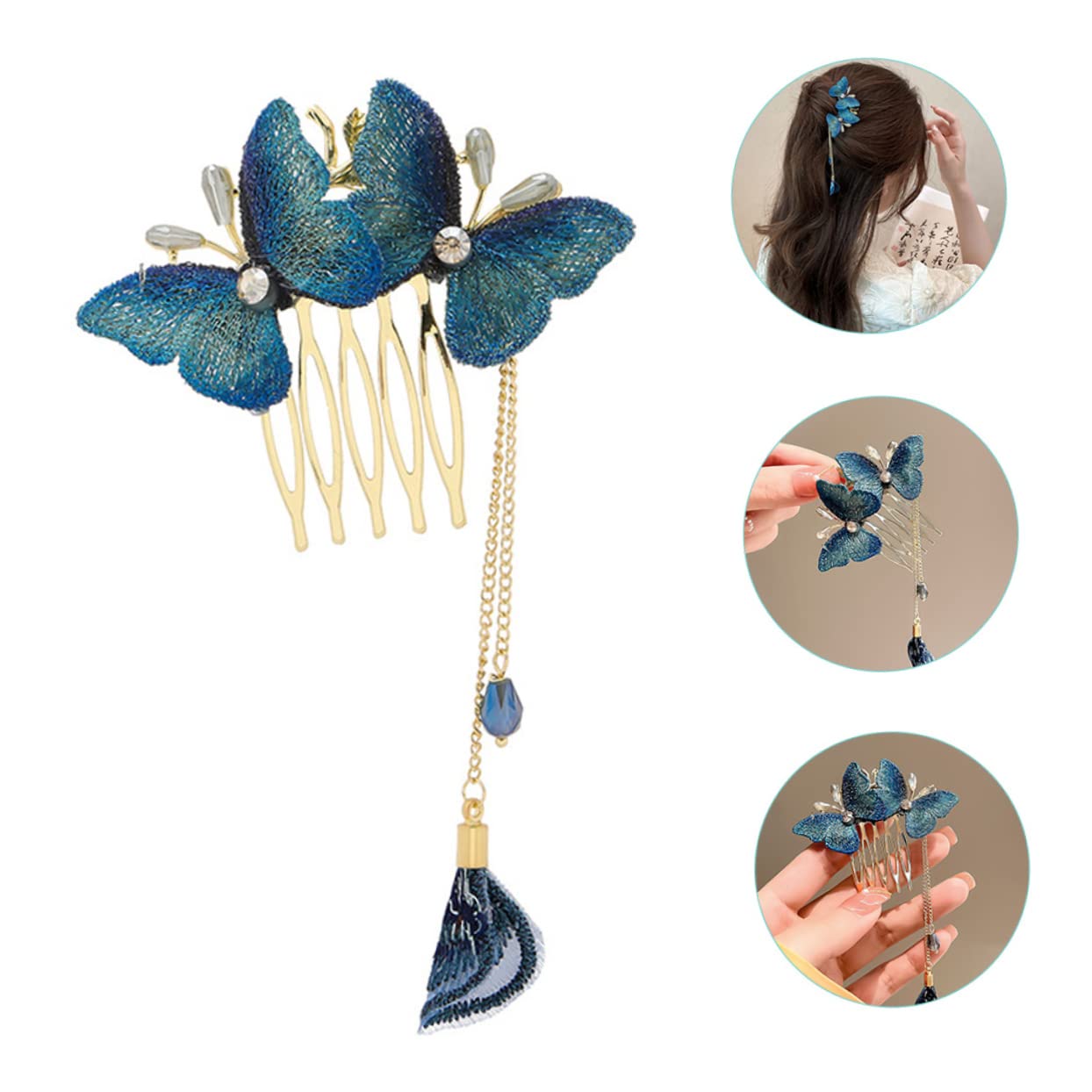 VTG Hair Comb. Three Blue Butterflies Vtg MCM 1970s Butterfly Goody Hair Comb | Mercari main image 3