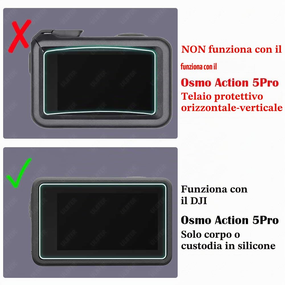 ULBTER Pellicola protettiva per DJI Osmo Action 5 Pro, vetro temperato 0,3 mm, durezza 9H, 2+6 pezzi