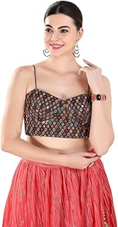 Vamas Women's Georgette Padded Self Design Sleeveless Readymade Saree Blouse (B-104.SP)