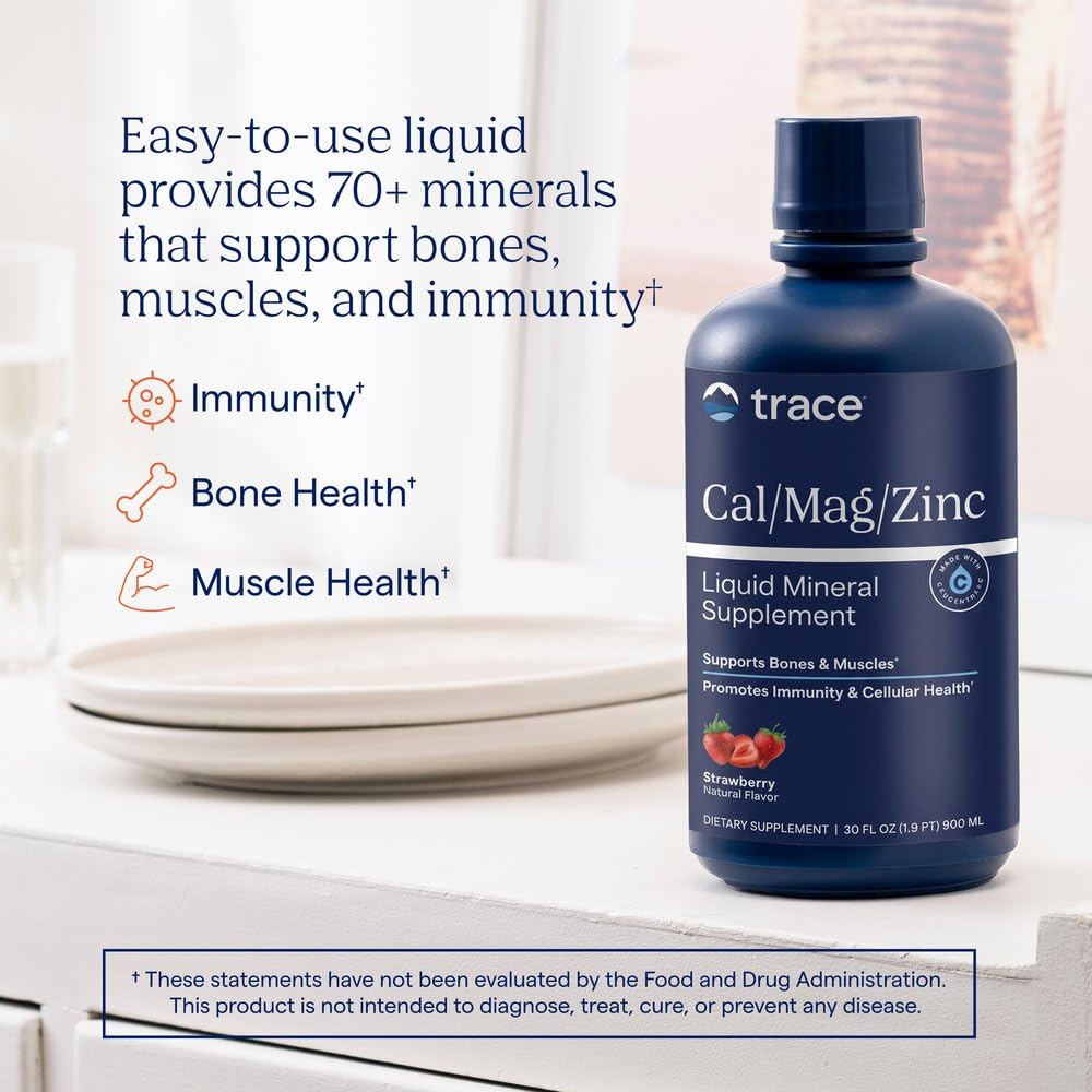 Trace Minerals Liquid Cal Mag Zinc with Vitamin D3, 30 fl oz, Strawberry — Amazon image 2