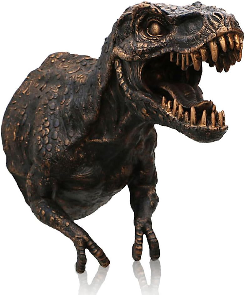 VicMolln Dinosaur Head Bust Wall Hanging, 3D Resin T-Rex Wall Mounted, Large Art Dino Wall Sculpture, Animal Head Wall Decor for Dinosaur Lovers Home Office Kids Living Room, Vintage Copper
