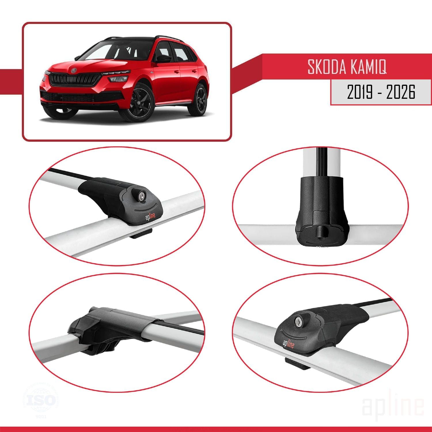 Compatibile con Skoda Kamiq (NW4) 2019-2026 Modello ACE-1 Barre Tetto Portapacchi Auto Barre Portatutto Grigio Alluminio 2 Barre