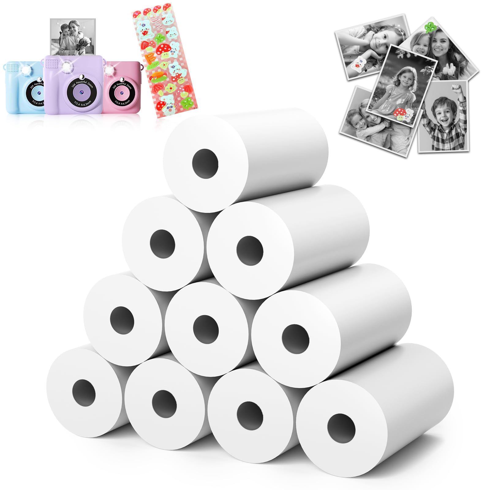 Impresión instantánea de cámara para niños, papel de impresión HD (10 rollos)
