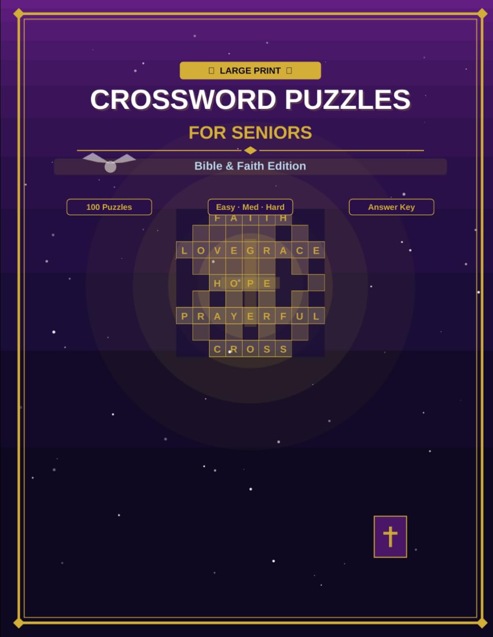 Large Print Crossword Puzzles for Seniors: 100 Fun & Inspiring Large Print Puzzles with Answer Key — Bible & Faith Edition