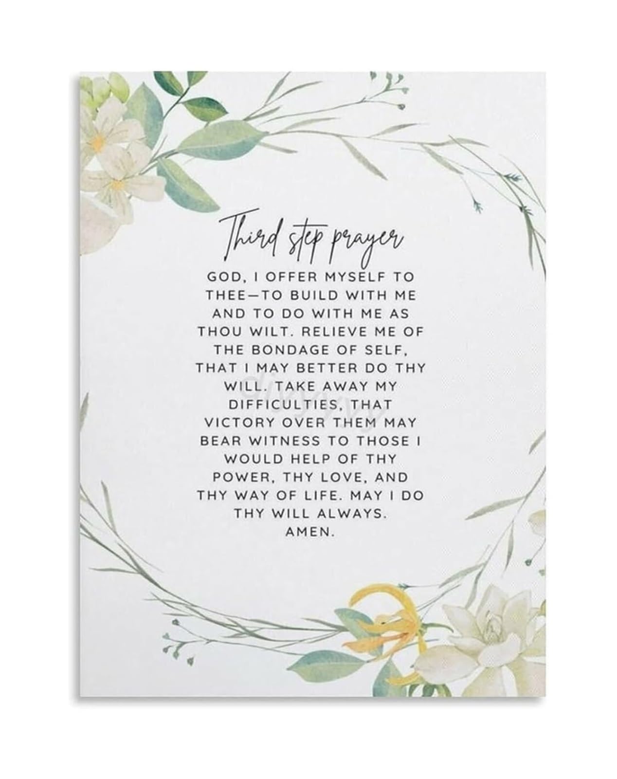 ZDVHOMCB Vintage Third Step Prayer Canvas Wall-Art Spiritual Quote for Recovery Journey Home Decor Unframed,08x12inch(20x30cm)