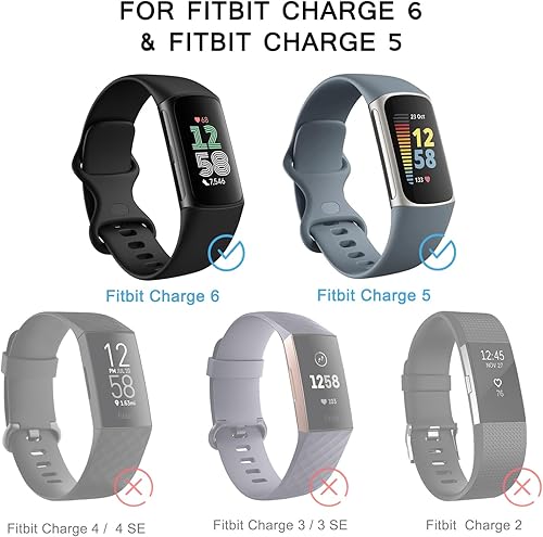 Miniatura 10 de Tobfit Paquete de 6 correas deportivas compatibles con Fitbit Charge 6Fitbit Charge 5 para mujeres y hombres, correas de silicona suave impermeables