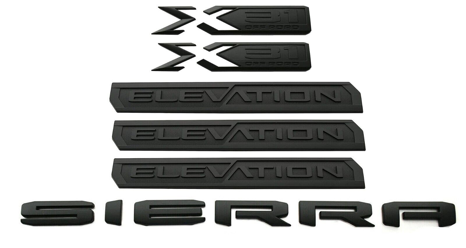 Set Elevation Sierra Bed X31 Emblem Door Tailgate Badge Nameplate Replacement for 2019-2023 Sierra 1500 Matte Black