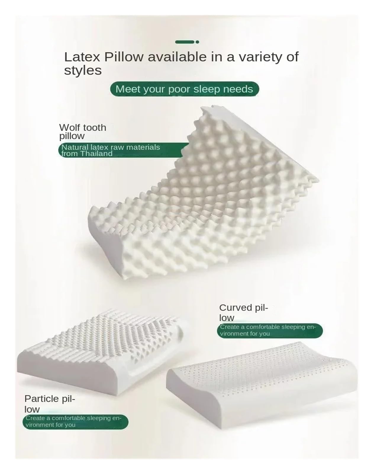 QYGCYOO - Almohada de látex natural, tamaño regular, soporte para el cuello, ergonómica, para dormir en múltiples posiciones