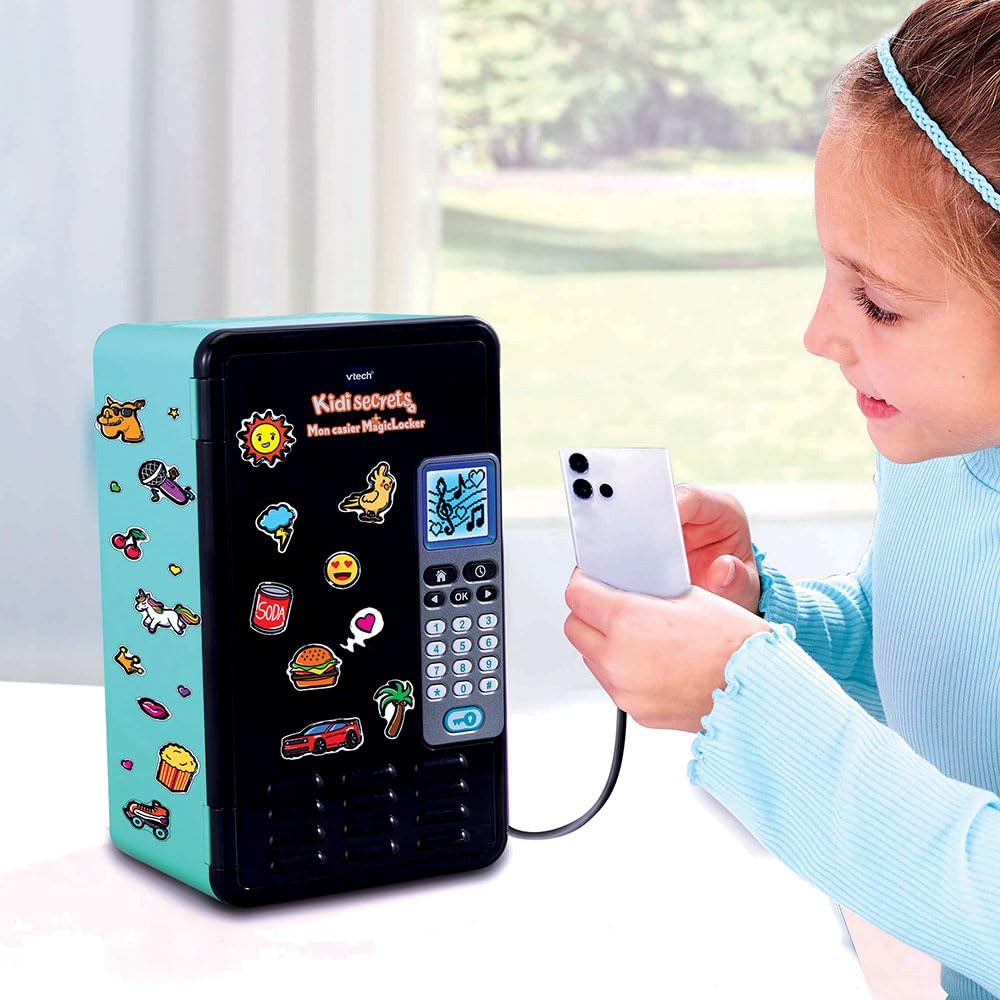 VTech - KidiSecrets, Mon Casier MagicLocker Noir et Vert, Coffre-Fort Secret avec Code, Enceinte, Jeux, Réveil, Boîte à Trésors à Personnaliser, Cadeau Enfant de 6 Ans à 12 Ans - Contenu en Français