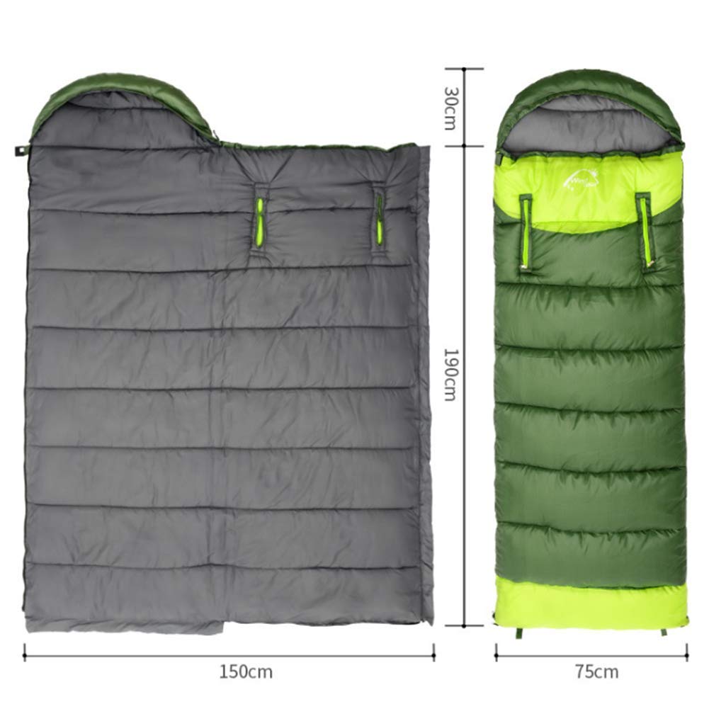Sacchi a Pelo da Campeggio Sacchi a Pelo Sacco a Compressione Leggero Avvolge Zip Compressa All'aperto Spessa Calda Interna Pausa Pranzo Viaggio Cotone Impermeabile, Verde,A1.35kg