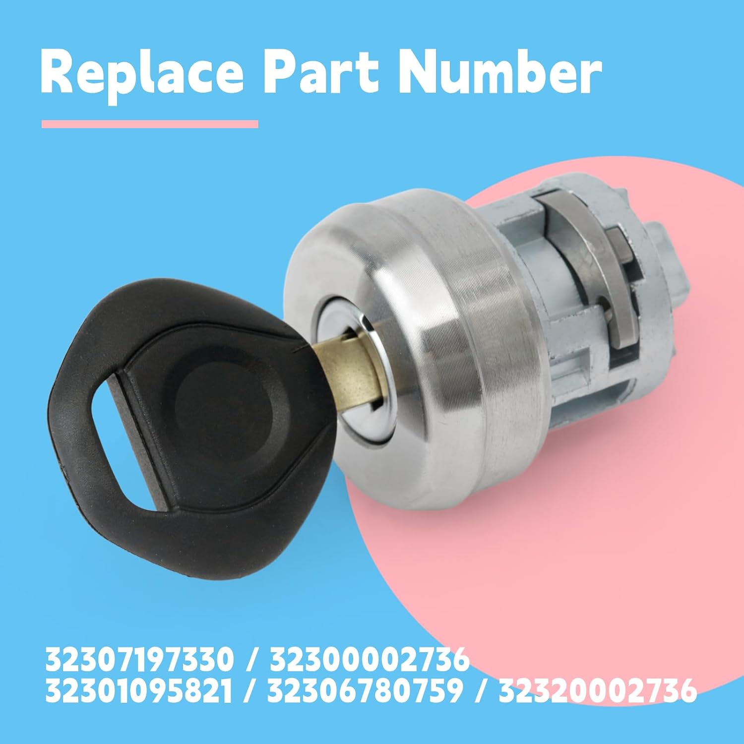 32307197330 Ignition Switch Lock Cylinder Compatible with BMW 323Ci 323i 323is 325Ci 325i 325xi 328Ci 328i 330i 330Ci 330xi M3 X3 X5 Z4 Z8, Replace 32300002736 32301095821 32306780759 w/Key