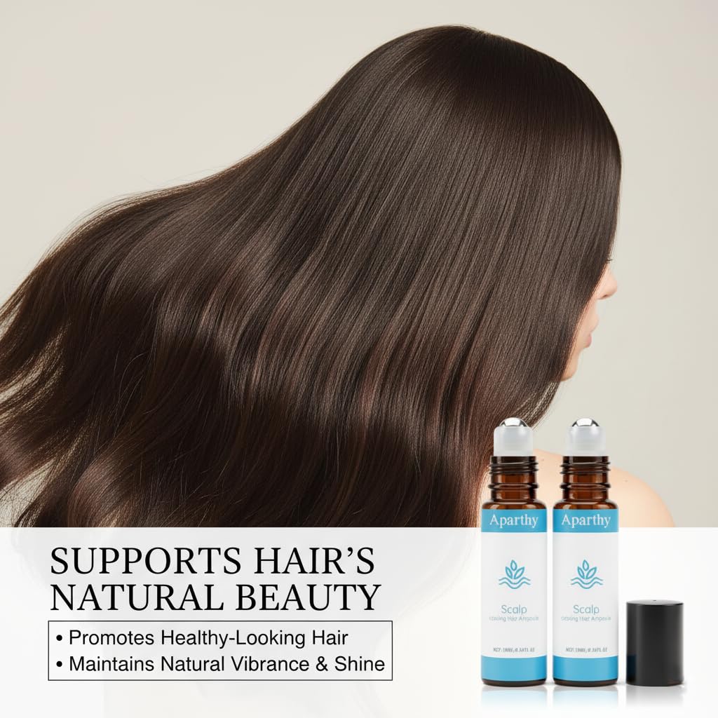 Aparthy Hair Growth Roll On, Advanced Hair Growth Roll-On Serum, Strengthens Hair, Nourishes, Enriched with Rosemary,Menthol, Camellia Oleifera Seed Oil, Non-messy for Men & Women, 10ml,Two in total.