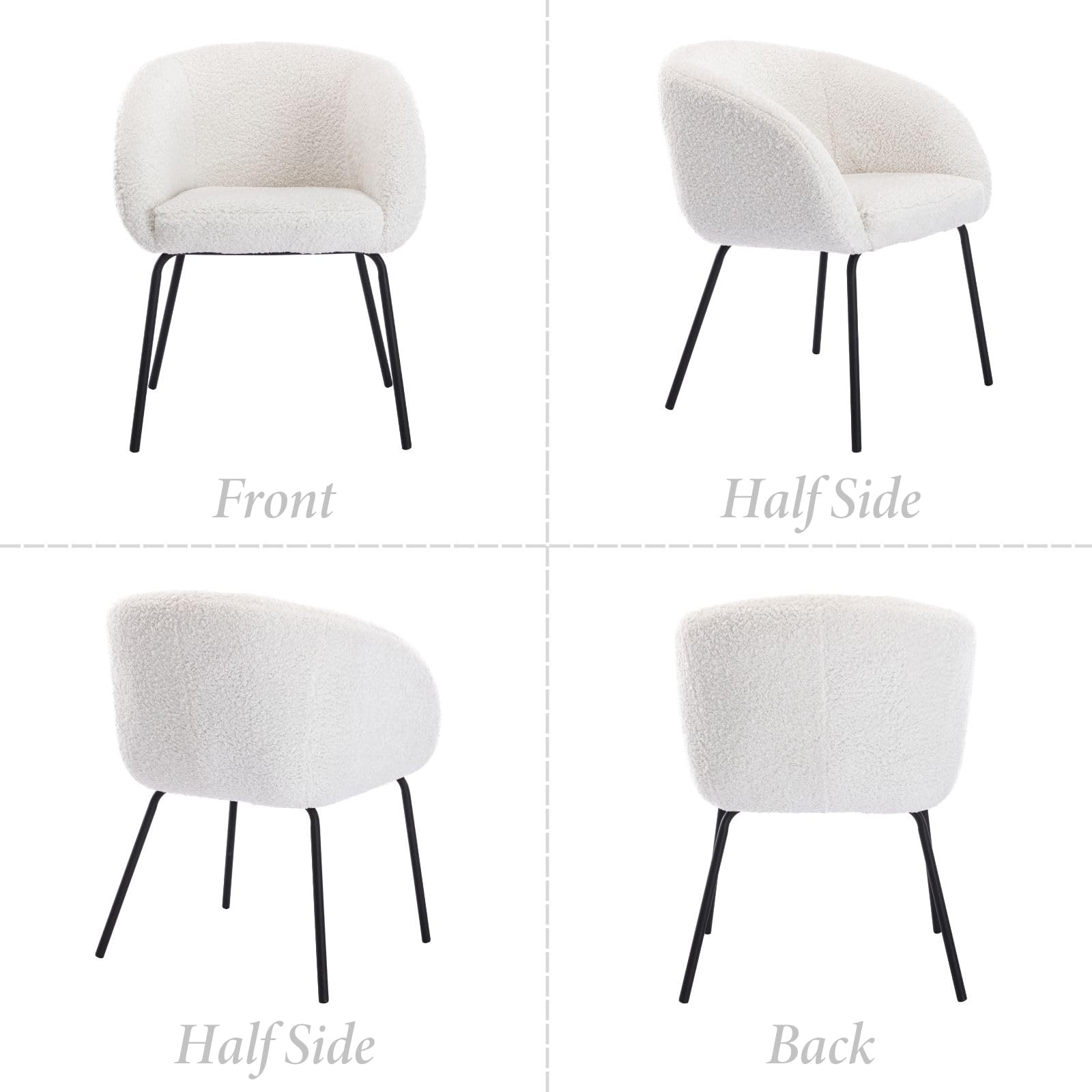 Ya-Home Fauteuil Salon en Fausse Fourrure Moderne Chaise de Chambre avec Dossier Fauteuil Relax Confortable avec Pieds en Métal, Blanc