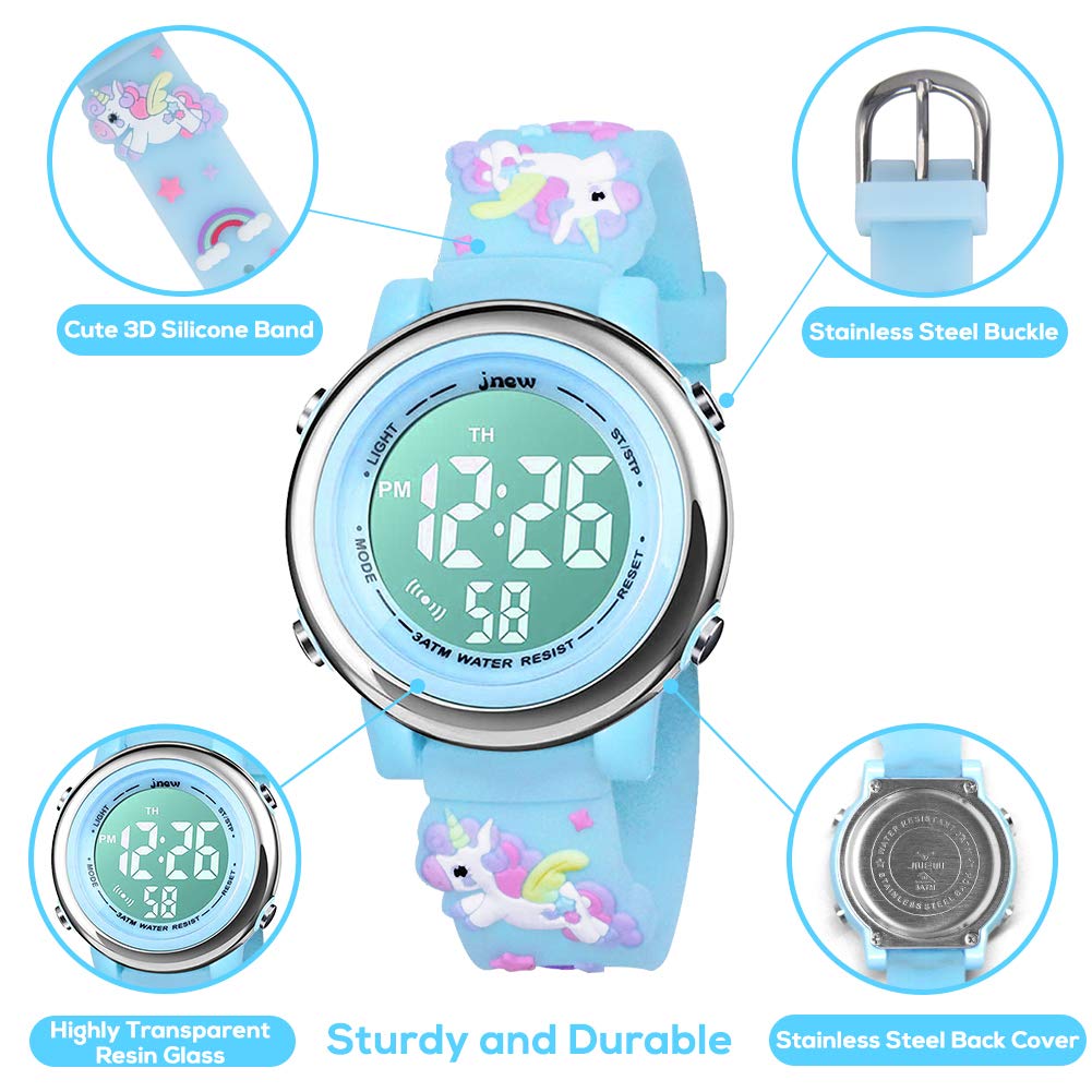 Reloj Digital para Niños Niña, Luz Intermitente LED de 7 Colores Reloj de Pulsera Niña Multifunción, para Niños de 3 a 12 años