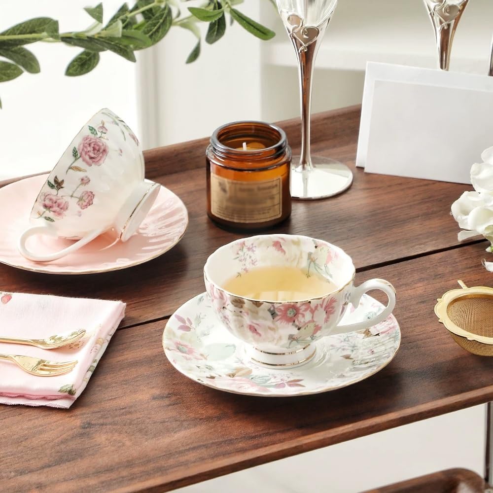 Zestaw 2 filiżanek do kawy, ceramiczna filiżanka do espresso ze spodkiem, kubki do kawy z uchwytem, ​​filiżanka do espresso, mleka, herbaty