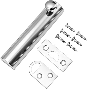 Door Surface Bolt Latch 3 Inch, Solid Brass Sliding Door Latch Slide Doors Locks Concealed Silver Slide Latches for Windows Fence Gate