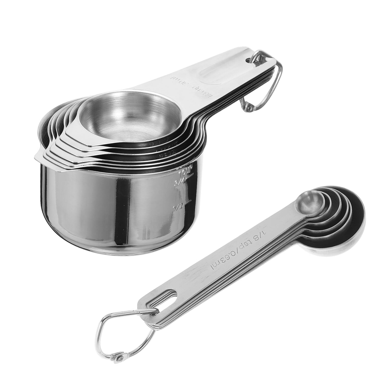 BESTYASH 2sets Misurini in Acciaio Inox e Cucchiai da Cucina Misurini per Liquidi e Secchi Cucchiaini Piccoli per Tè Utensili Impilabili per Cottura al Forno e Cucin